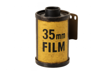 Vintage 35mm film canister representing analog photography nostalgia