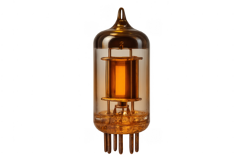 Vintage vacuum tube glowing with retro technology on transparent background