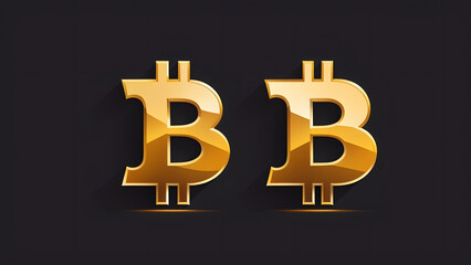 Obraz premium Stunning Golden Bitcoin Symbol Illustration with Glossy Effect on a Dark Background
