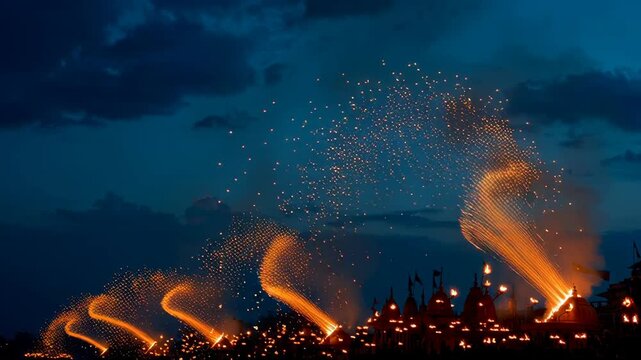 Spectacular Ganges River Ganga Aarti Ceremony A Spiritual Illumination of Faith and Tradition on the Ghats at Night
