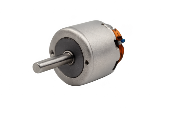 Small electric dc motor component with transparent background