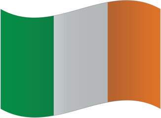 Waving flag of Ireland vector illustration of Irish national symbol isolated on white background