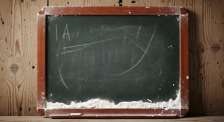 Rustic Vintage Chalkboard with Wooden Frame and Chalk Dust perfect for website banner, blog post image, educational content, presentation slide,