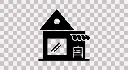 Simple black silhouette icon of a storefront building