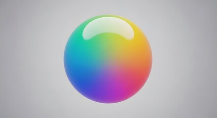 Vibrant Rainbow Gradient Sphere - Abstract 3D Render perfect for website banner, app icon, presentation background, graphic design element, technology