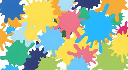 Vibrant Colorful Paint Splatters Abstract Background perfect for graphic design, party invitations, website banner, children's content, art projects,