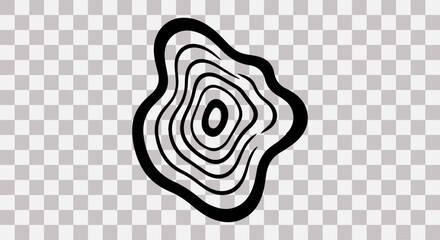 Abstract organic shape with concentric wavy lines and a transparent background