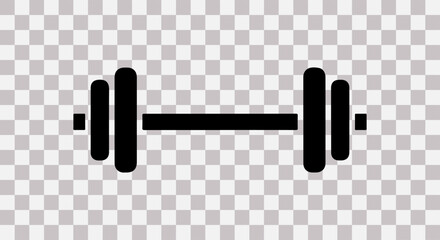 Simple black silhouette of a dumbbell on a transparent background