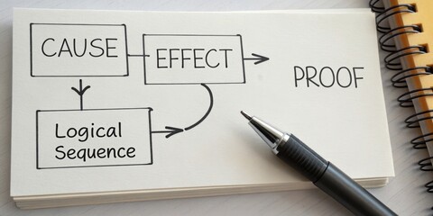 Conceptual Diagram Illustrating Cause and Effect Relationship with Logical Sequence and Proof in Note Format