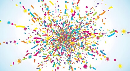 Vibrant Confetti Explosion Background perfect for party invitations, event promotions, website banners, social media posts, greeting cards, marketing