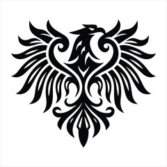 Ornate black phoenix emblem with spread wings