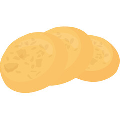 Three Sliced Round Bread Pieces Isolated on Transparent Background Detailed Texture Slice Baked Golden Brown Food Ingredient Organic Carbohydrate Staple Grain Product Healthy Diet Meal Preparation