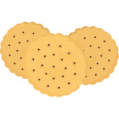 Three Round Golden Brown Biscuits With Dark Speckles Arranged Closely On A Transparent Background Representing Baked Goods And Snacks