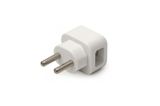 White electric travel power adapter on transparent background - Powered by Adobe
