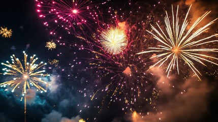 Vibrant fireworks light up the night sky, celebrating a special occasion