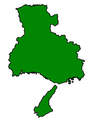 兵庫県の地図（縁取りグリーン）