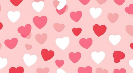 Seamless Pink and Red Hearts Pattern Background perfect for website banner, social media post, greeting cards, invitations, wrapping paper, fabric