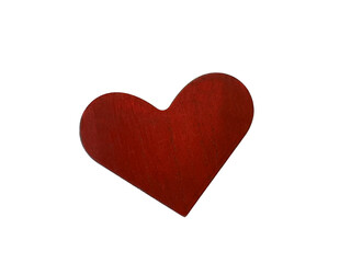 wooden red heart, no background. 