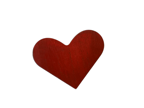 wooden red heart, no background. 