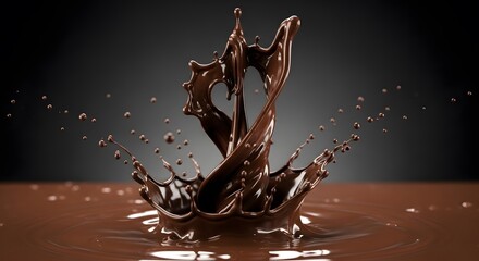 Decadent Chocolate Liquid Splash on Dark Background perfect for food advertising, beverage promotion, dessert packaging, restaurant menus, website