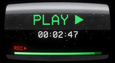 Retro VCR Playback Screen Display with Timecode perfect for website background, blog post illustration, social media graphic, video overlay, nostalgic