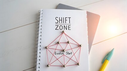 Notebook showing Shift Zone concept with data cluster on a table