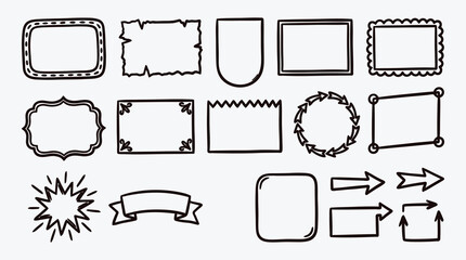 Collection of hand drawn doodle frames and design elements vector