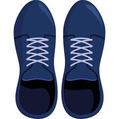 Top down view of a pair of dark blue athletic shoes with light blue laces against a transparent background suitable for digital design and e-commerce product representation