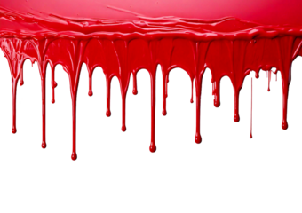 Red Paint Dripping on Surface isolated on transparent or white background