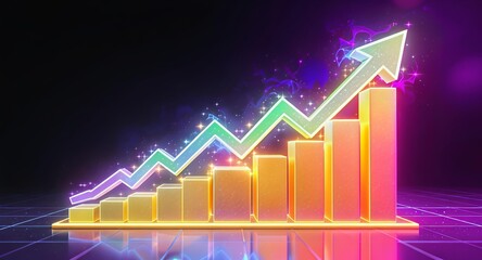 business graph on red background