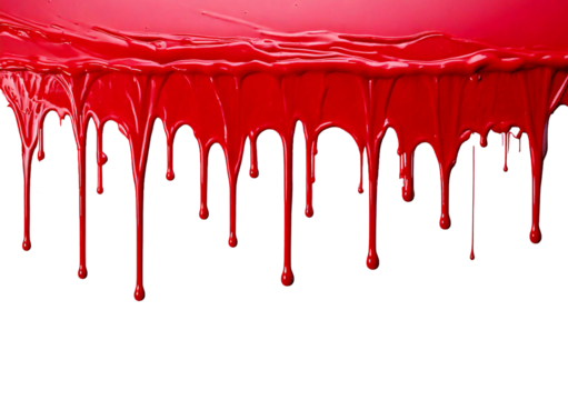 Red Paint Dripping on Surface isolated on transparent or white background - Powered by Adobe