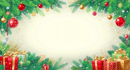 christmas background with christmas tree and decorations