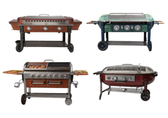 Set Barbecue on wheels with knobs and knobs isolated on transparent or white background