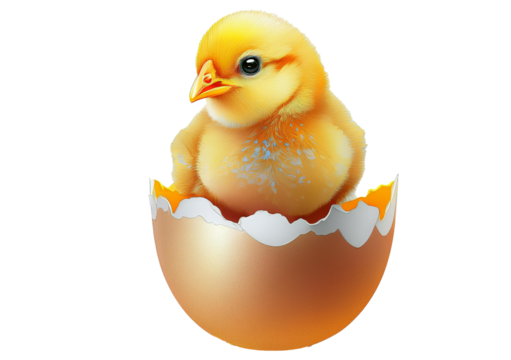 Eggshell membrane-born serum,1 chick isolated on transparent or white background