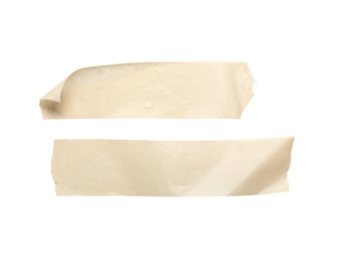 Two pieces of tan, torn tape, positioned one above the other on a black background