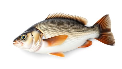 Obraz premium seabass. A fresh sea bass isolated on white, highlighting its texture and freshness in a simple composition. menu design.