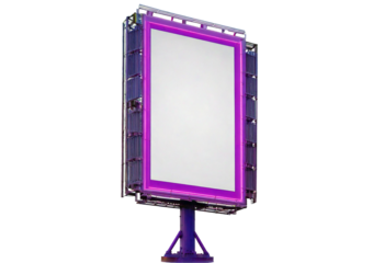 Neon Billboard with Blank Canvas isolated on transparent or white background