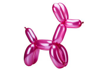 Party pink balloon dog isolated on transparent or white background