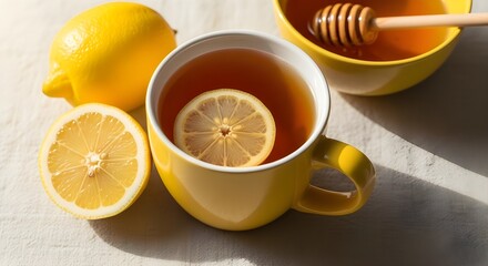 Invigorating lemon tea with honey a warm and healthy beverage for a refreshing start to the day perfect for wellness