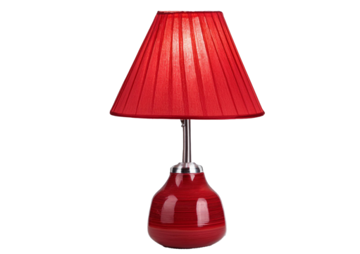 Red table lamp isolated on transparent or white background