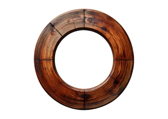 Rustic Wooden Circle Frame isolated on transparent or white background