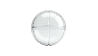 Isolated transparent, spherical light fixture, with cross-shaped internal dividers