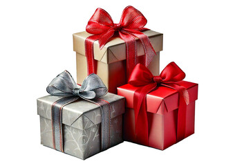 Obraz premium A gift box wrapped with a ribbon bow isolated on transparent or white background for a holiday or birthday present celebration.