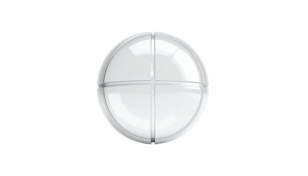 Isolated transparent, spherical light fixture, with cross-shaped internal dividers