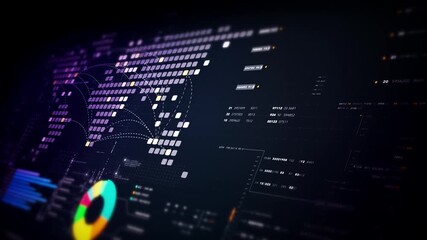 Futuristic financial trading dashboard motion background with glowing charts, analytics interface, stock market graphs, and real-time fintech data visualization design - Powered by Adobe