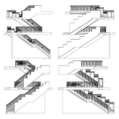 Staircases Vector. Illustration Of Stairs Isolated On White Background. 