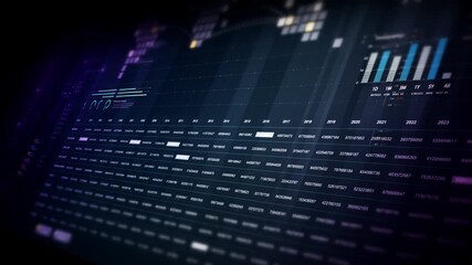 Futuristic financial trading dashboard motion background with glowing charts, analytics interface, stock market graphs, and real-time fintech data visualization design - Powered by Adobe