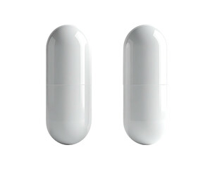 Two identical white, oblong capsules on a dark background, vertically aligned