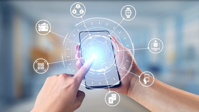 Digital wallet icons show mobile payment, digital wallet transfer, and online banking. Digital wallet supports secure payment, cashless transactions, and financial integration. Gist - Powered by Adobe