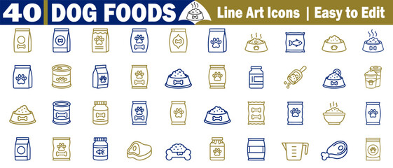 Dog food line art icons set. A collection of perfect promotion materials or product design elements. 